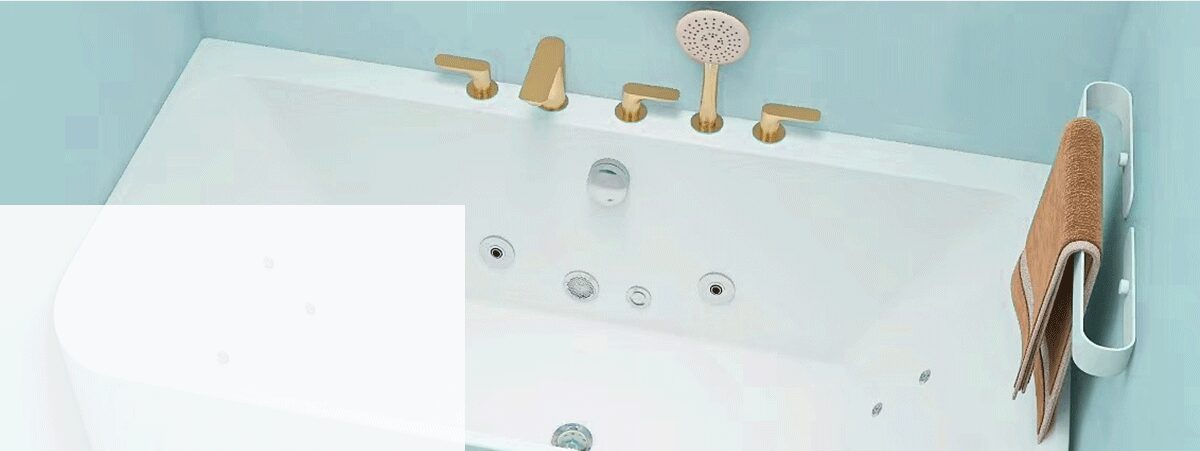 Bathtub with golden taps, a common slippery area that non-slip bath stickers make safer